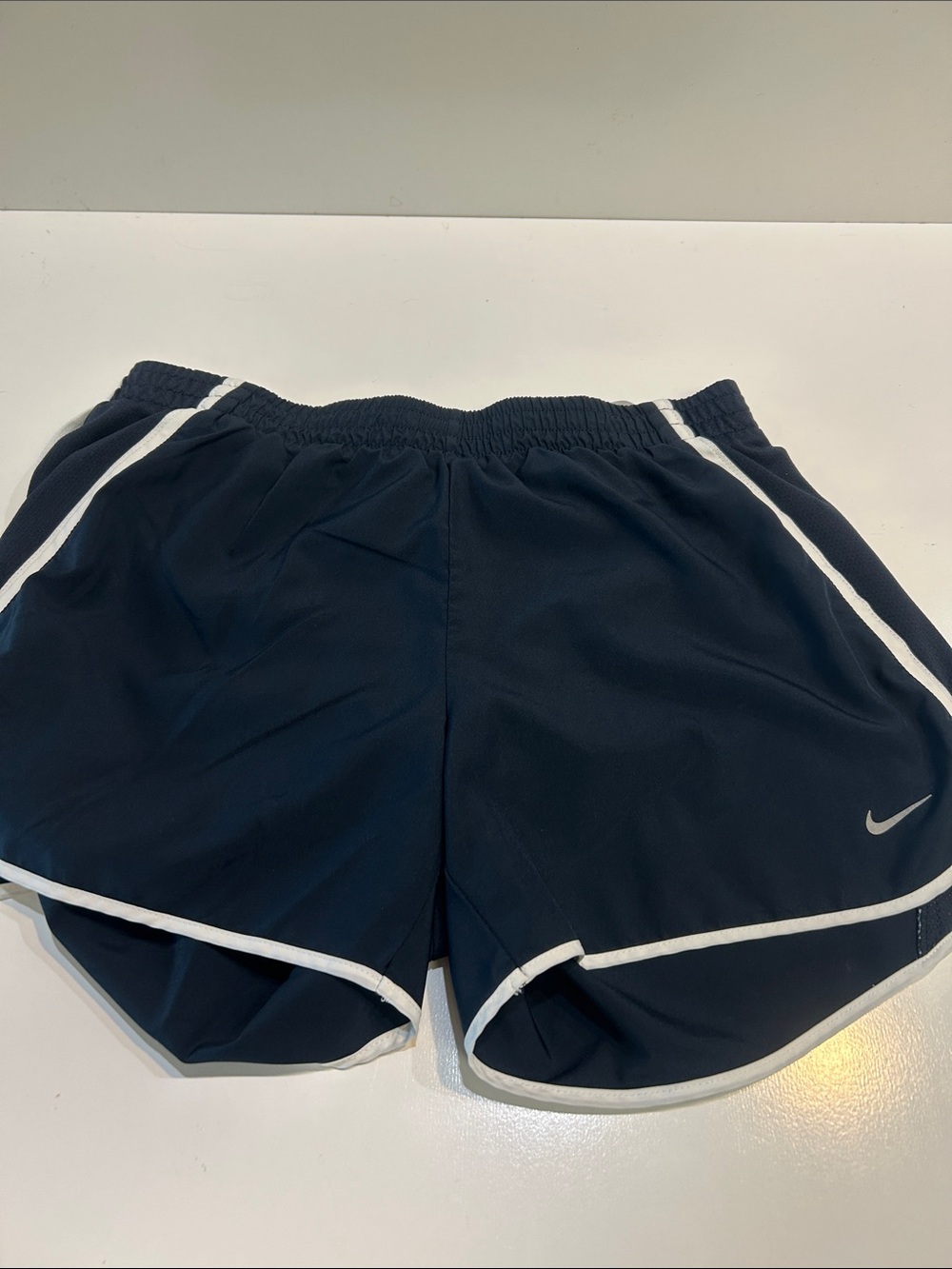 Nike Women's Dark Blue Running Shorts with White Trim